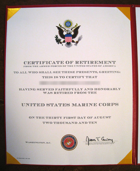 Retirement certificate letter